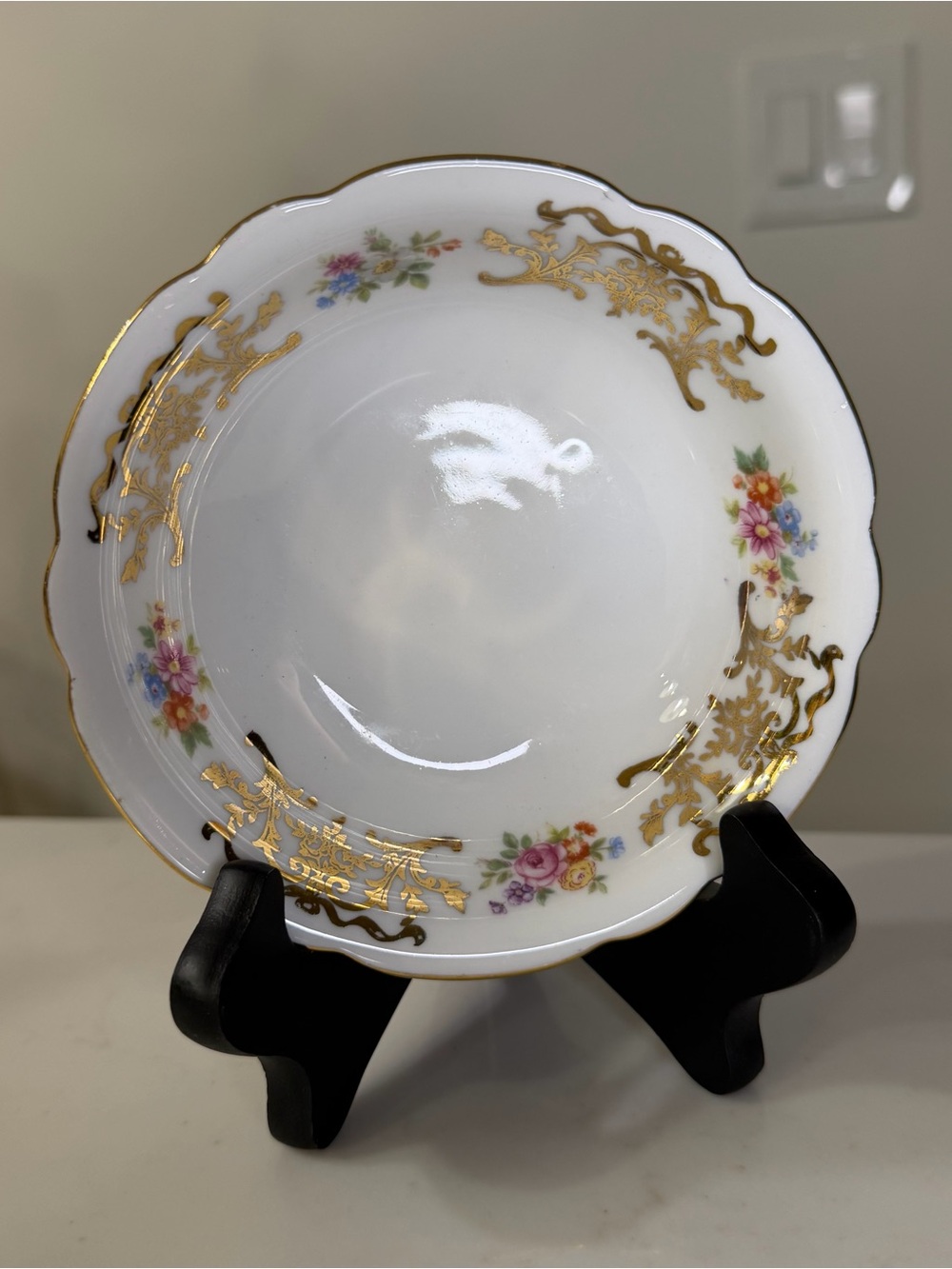Vintage Nora Seltmann Weiden bavaria elegant White Porcelain Bowl with Golden